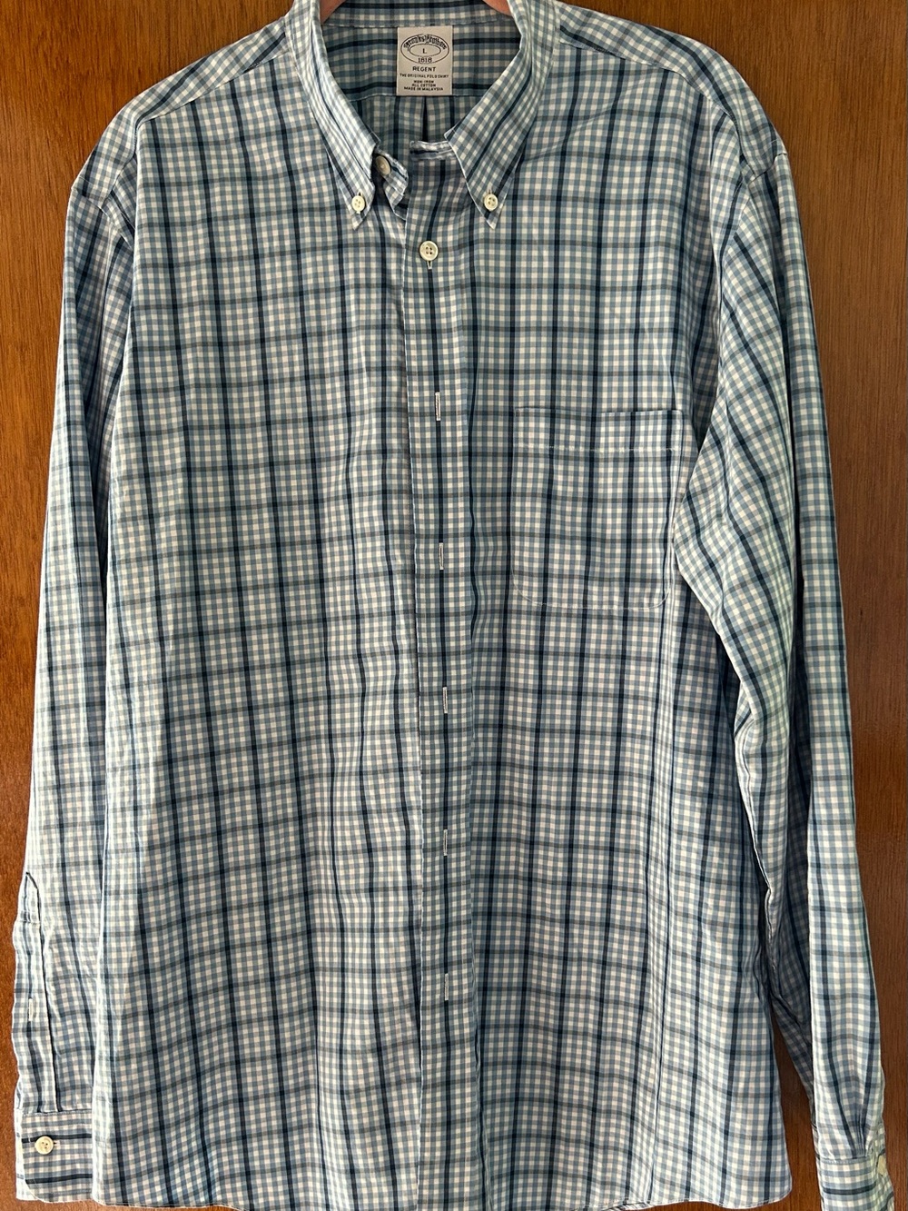 Brooks Brothers Regent  Blue Plaid Button-Down Shirt No Iron
